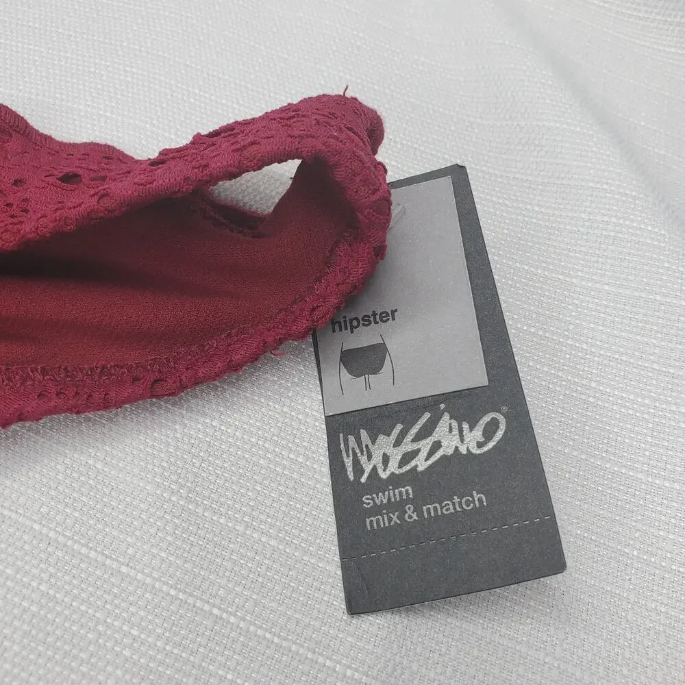Mossimo Lace Overlay High Rise Rouched Bottom Swim Bottoms - NWT, M